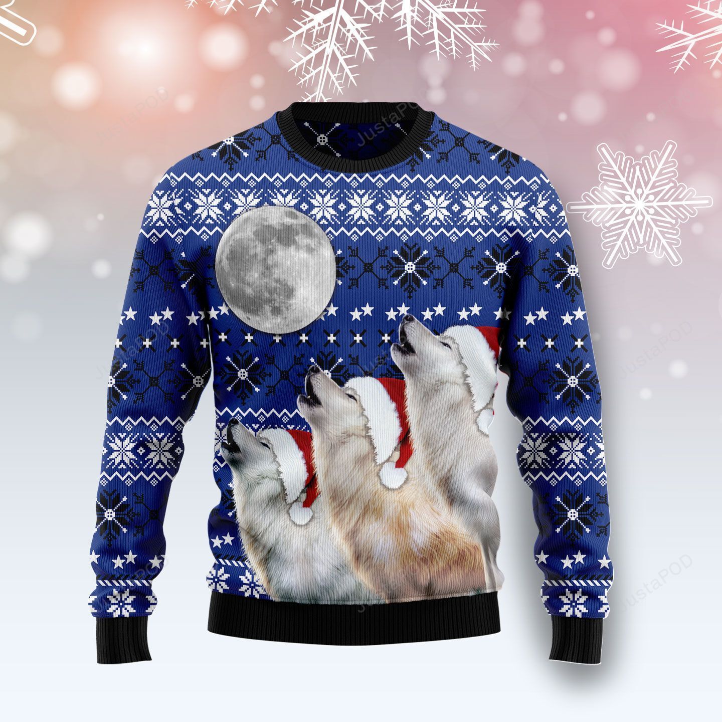 Wolf Howling Full Moon Ugly Christmas Sweater Wolf Howling Full Moon Ugly Christmas Sweater