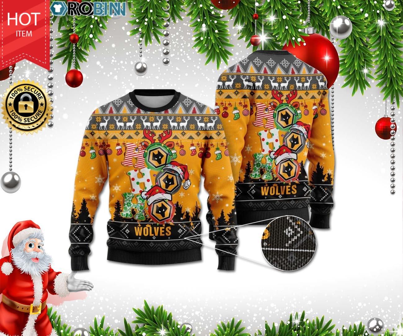 Wolves Ho Ho Ho Ugly Christmas Sweater Wolves Ho Ho Ho Ugly Christmas Sweater