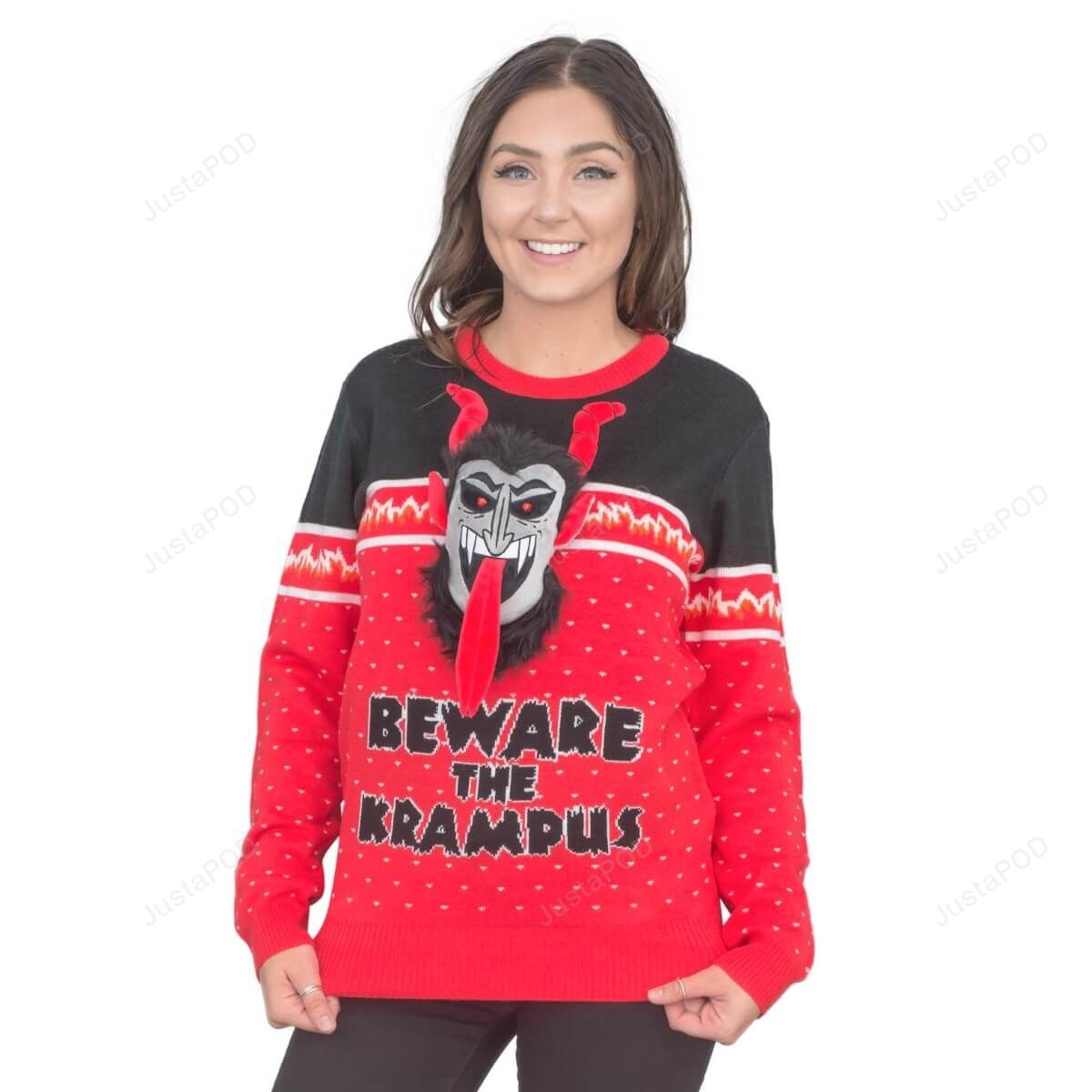 Women’s Beware The Krampus Ugly Christmas Sweater Women’s Beware The Krampus Ugly Christmas Sweater