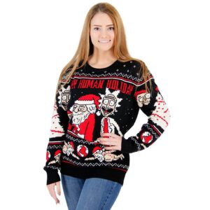 Women’s Rick And Morty Happy Human Holiday For Unisex Ugly Christmas Sweater