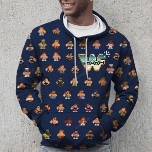 Wrestling All Star Pixel Art Christmas Knitting Pattern 3D All Over Printed Hoodie