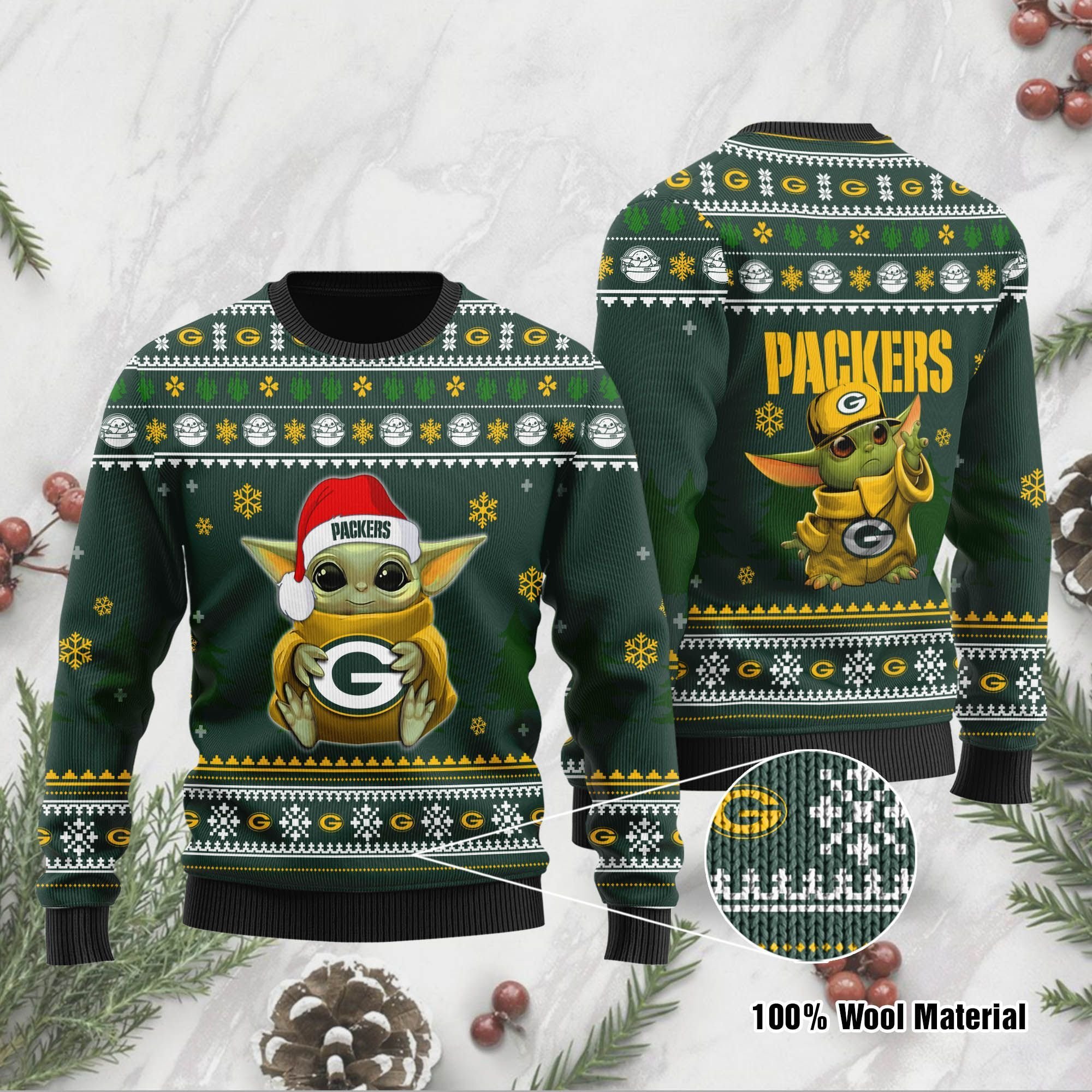 Yoda baby love Green Bay Packers Ugly Christmas Sweater Yoda baby love Green Bay Packers Ugly Christmas Sweater